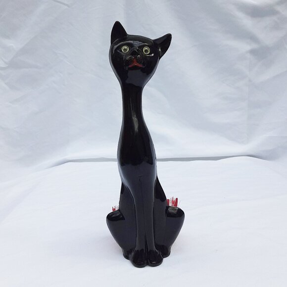 COLLECTIBLE Black Cat Lint Brush with Red Bristles | Vintage Mid Century Modern - Picture 2 of 12